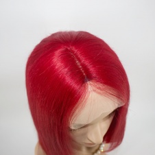 Fashion Short Cut Bob wig red color double drawn lace frontal wig 100% human hair