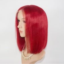 Fashion Short Cut Bob wig red color double drawn lace frontal wig 100% human hair