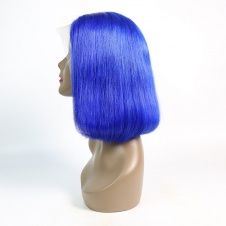 Short Bob Wigs for Women Blue Costume Cosplay 13x4 lace frontal Wigs with Bangs 150% Density 12 Inch