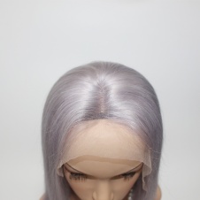 Pre-plucked Bob Lace Front Wigs Grey color 150% Density Short Cut Straight Brazilian Virgin Human Hair With Baby Hair Fu
