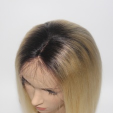 Platinum Blonde darkroot T1B/613 Lace Bob Wig Glueless Straight PrePlucked virgin human hair 150% Density Peruvian 13x4 