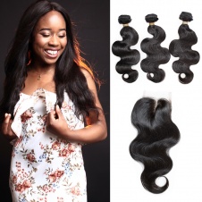 100% virgin Brazilian body wave big wave fresh hair 3bundles with free style closure Dropship