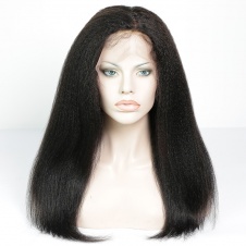 Elesis Hair Kinky Straight Full Lace Wig 130% Density  Brazilian Remy Human Hair Wig