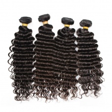 Elesis Virgin Hair Deep Wave Peruvian  Human Hair 4 Bundles with Closure Top Grade Unprocessed Raw Hair