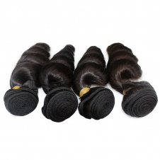 Peruvian Human Hair Loose Curl Unprocessed Virgin Hair Weave Bundles 4pcs with 4X4 Closure tangle free hair