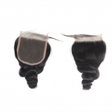 ElesisHair Brazilian Loose Curly Raw Virgin Hair 3 Bundles with 4X4 Free part Lace Closure