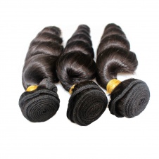 ElesisHair Loose Curly Peruvian Raw Virgin Hair 3 Bundles with 4X4 Free part Lace Closure