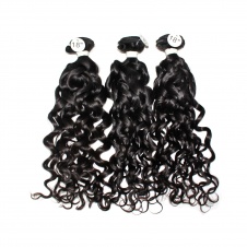 ElesisHair   4x4 Free part Lace Closure with Top grade Raw Virgin Peruvian Human Hair Water Wave 3 Bundles 
