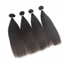 Peruvian Raw Virgin  straight  Human Hair 4 Budnles with 4x4 Swiss Lace Closure 