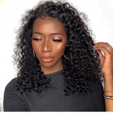 Italy curly Water Wave Glueless Full Lace Wigs Brazilian Remy Human Hair 130% Density