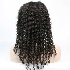 Italy curly Water Wave Glueless Full Lace Wigs Brazilian Remy Human Hair 130% Density
