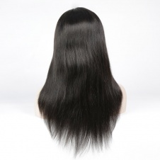 180% Density Brazilian Straight Human Hair Glueless 360 Lace Frontal Wigs with strap and combs Natural Color