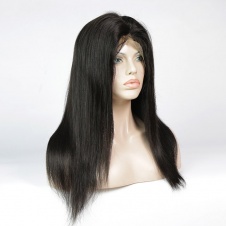 180% Density Brazilian Straight Human Hair Glueless 360 Lace Frontal Wigs with strap and combs Natural Color