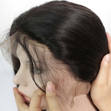 180% Density Brazilian Straight Human Hair Glueless 360 Lace Frontal Wigs with strap and combs Natural Color