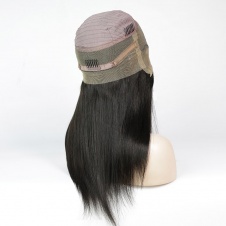 180% Density Brazilian Straight Human Hair Glueless 360 Lace Frontal Wigs with strap and combs Natural Color