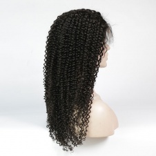 360 Lace Frontal Curly Human Hair Wigs 180% Density Brazilian Jerry Curly Wig with Baby for Black Women Natural Color 