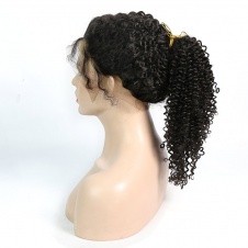 360 Lace Frontal Curly Human Hair Wigs 180% Density Brazilian Jerry Curly Wig with Baby for Black Women Natural Color 