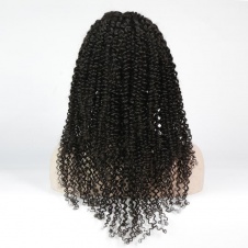360 Lace Frontal Curly Human Hair Wigs 180% Density Brazilian Jerry Curly Wig with Baby for Black Women Natural Color 