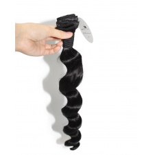 Elesis hair extensions 100% remy human hair loose curl natural black 1pcs