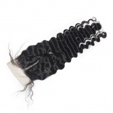 4x4 Lace Deep Wave Remy Hair Swiss Lace Closure Free part/Middle Part