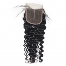 4x4 Lace Deep Wave Remy Hair Swiss Lace Closure Free part/Middle Part
