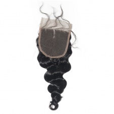4x4 lace Loose wave Remy Hair Swiss Lace Closure Free part