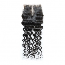 4x4 Lace Deep Curly Remy Hair Swiss Lace Closure Free part/Middle part