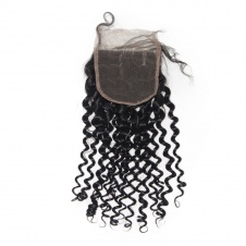 4x4 Lace Jerry Curly Remy Hair Swiss Lace Closure Free part
