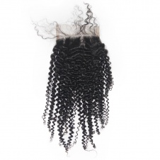4x4 Lace Kinky Curly Remy Hair Swiss Lace Closure Free part