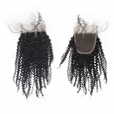 4x4 Lace Kinky Curly Remy Hair Swiss Lace Closure Free part