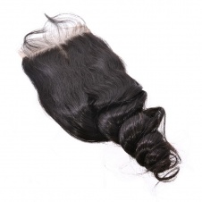 4x4 Lace Loose Curl Remy Hair Swiss Lace Closure Free Part
