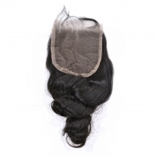 4x4 Lace Loose Curl Remy Hair Swiss Lace Closure Free Part