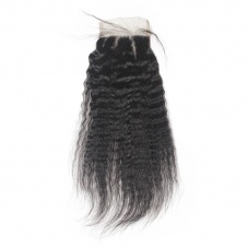 4x4 Lace Kinky Straight Remy Hair Swiss Lace Closure Free part