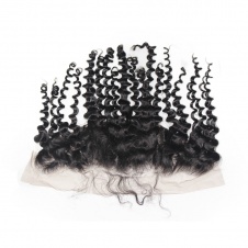 13x4 Remy Hair Italy Curly Lace Frontal Closure Free part