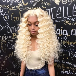 Elesis Hair Curly Deep Wave 613 Blonde Remy Hair 3 Bundles  Brazilian Curly Deep Honey Blonde Human Hair 