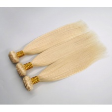 613 Remy Straight Hair 3 Bundles double weft Blonde Bundle 100%  Brazilian Human Hair Weft Weave Extensions Thick Silky 