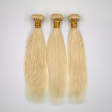 613 Remy Straight Hair 3 Bundles double weft Blonde Bundle 100%  Brazilian Human Hair Weft Weave Extensions Thick Silky 