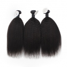 Elesis Brazilian Kinky Straight Human Hair 3 Bundles Remy Hair Wave Weft Coarse Afro Kinky Straight 100% Human Hair