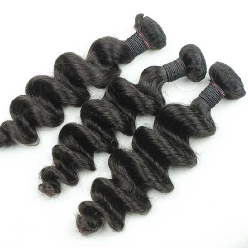 Elesis hair extensions 100% remy human hair loose wave more wave weave natural black 3bundles-VLW03