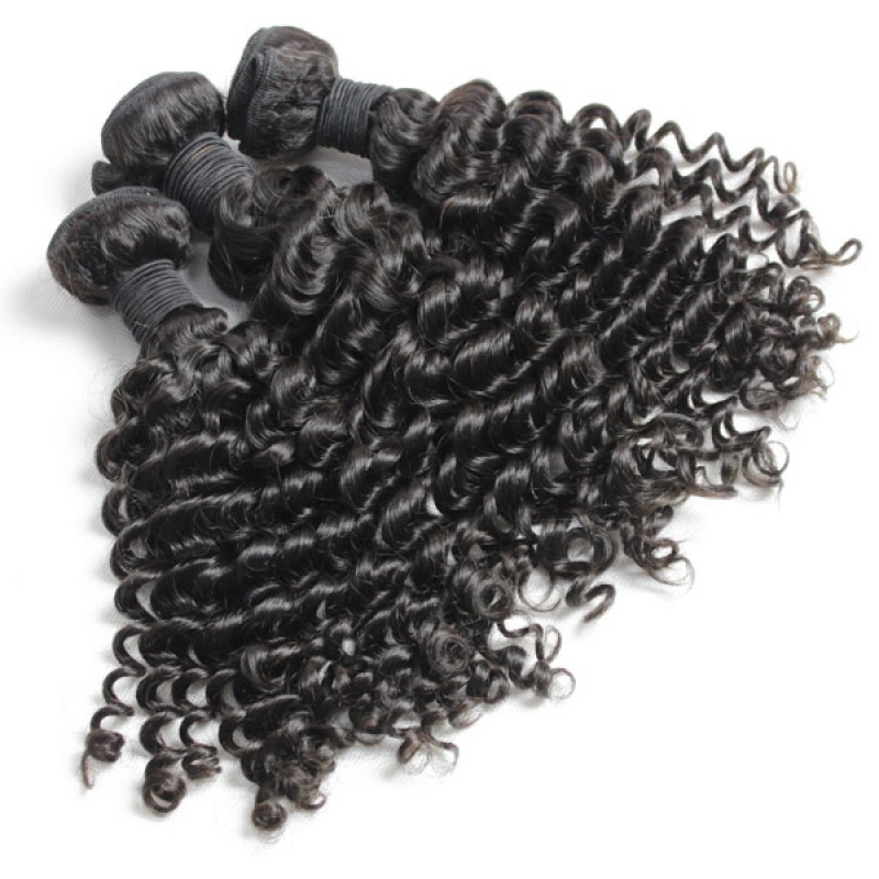 Elesis hair extensions 100% Remy Human Hair Jerry curly small curly natural black color 3pcs/set