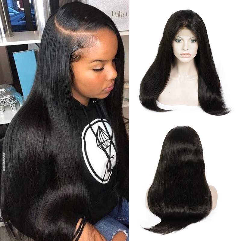 Remy Human Hair Full Lace Wig  130% Density Brazilian Straight Hair Pre Plucked With Baby Hair  