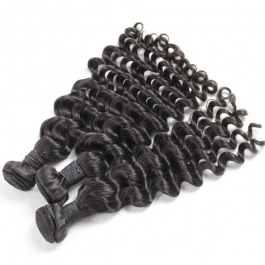 Elesis hair extensions 100% Remy Human hair Deep wave bundles  3pcs/set  natural color