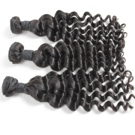 Elesis hair extensions 100% Remy Human hair Deep wave bundles  3pcs/set  natural color