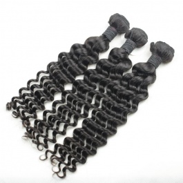 Elesis hair extensions 100% Remy Human hair Deep wave bundles  3pcs/set  natural color