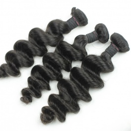 Elesis hair extensions 100% remy human hair loose wave more wave weave natural black 3bundles-VLW03