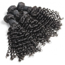 Elesis hair extensions 100% Remy Human Hair Jerry curly small curly natural black color 3pcs/set