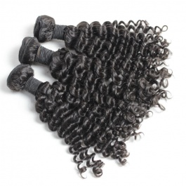 Elesis hair extensions 100% Remy Human Hair Jerry curly small curly natural black color 3pcs/set