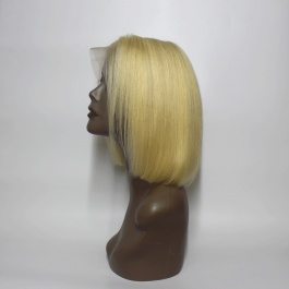 Platinum blonde 613 Human hair wig Bob style double drawn lace frontal wig