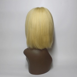 Platinum blonde 613 Human hair wig Bob style double drawn lace frontal wig