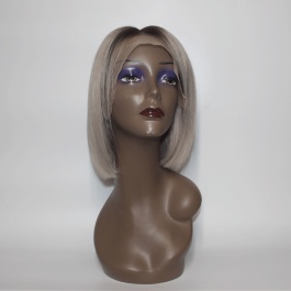 Elesis Hair Short Bob wig Brazilian human hair 13x4 Pre Plucked Lace Frontal wigs human hair darkroom grey Straight Hair